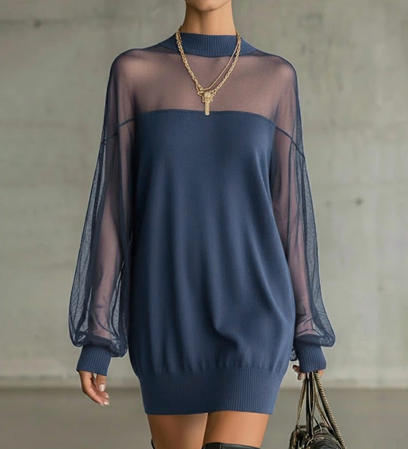 Robe Manche Lanterne Unie Patchwork
