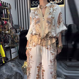 Costume à Pantalon Large Tempérament Col Montant Fermeture Éclair