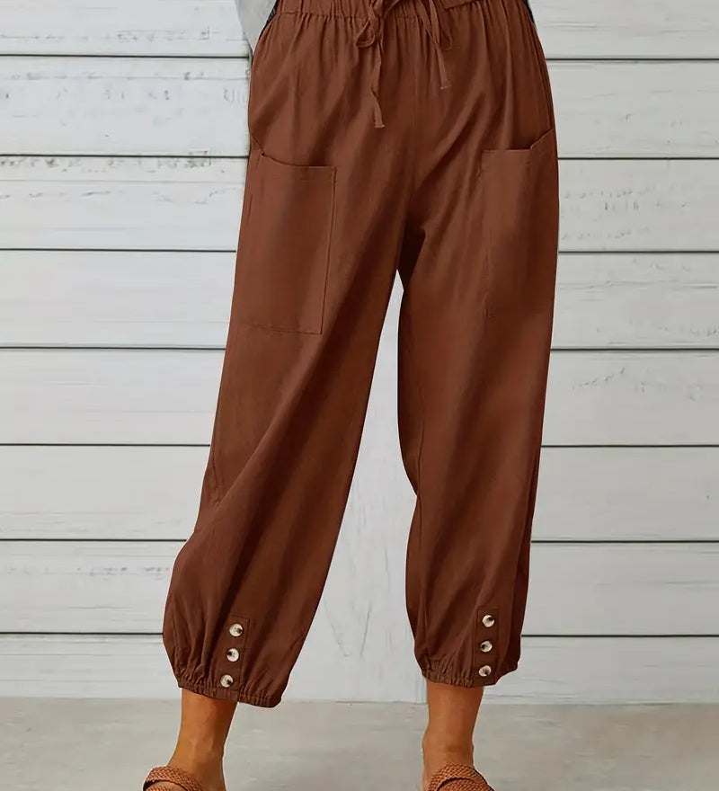 Luciane | Pantalon à cordon et boutons pour femme