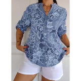 Blouse Col V Boutonnée Imprimée