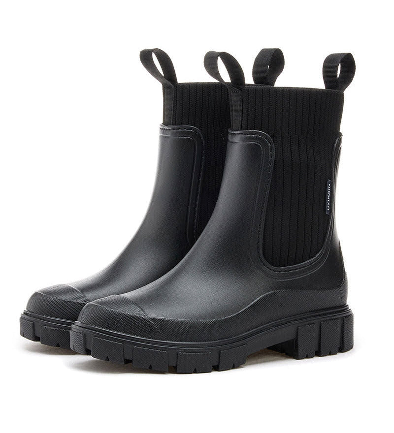 ☔️Bottes Imperméable Anti-Dérapant Semelle Épaisse Mi-Mollet