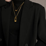 Collier double long en acier titane