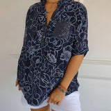 Blouse Col V Boutonnée Imprimée