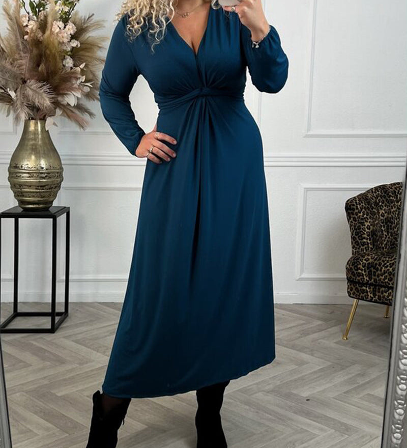 Robe sexy unie avec manches longues