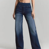 Denim Haute Taille Lavé Loose Baggy Décontracté