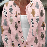 Cardigan boutonné beige à motif chats — Pascaline, LucieSaint-Tropez (vue 3)