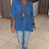 Chemise de couleur unie avec poches et boutons simples