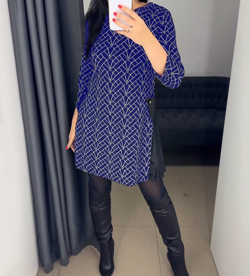 Robe imprimée ligne col rond