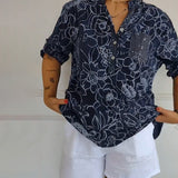 Blouse Col V Boutonnée Imprimée