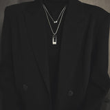 Collier double long en acier titane