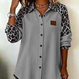 Chemise Col Revers Boutonnée Imprimé Léopard
