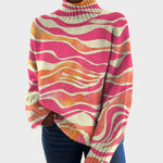 Pull col roulé à vagues rose et orange — Louise, LucieSaint-Tropez