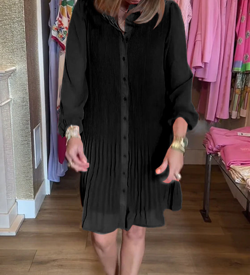 Robe plissée patchwork unie pour femme