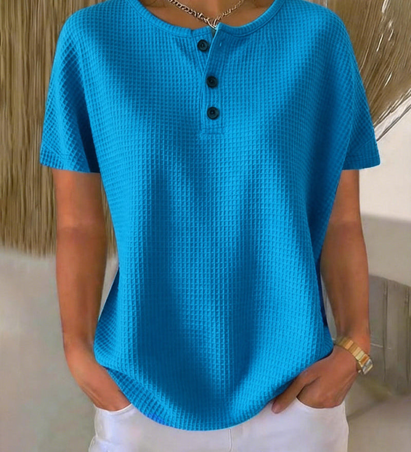 T-shirt Boutonné Col V Décontracté