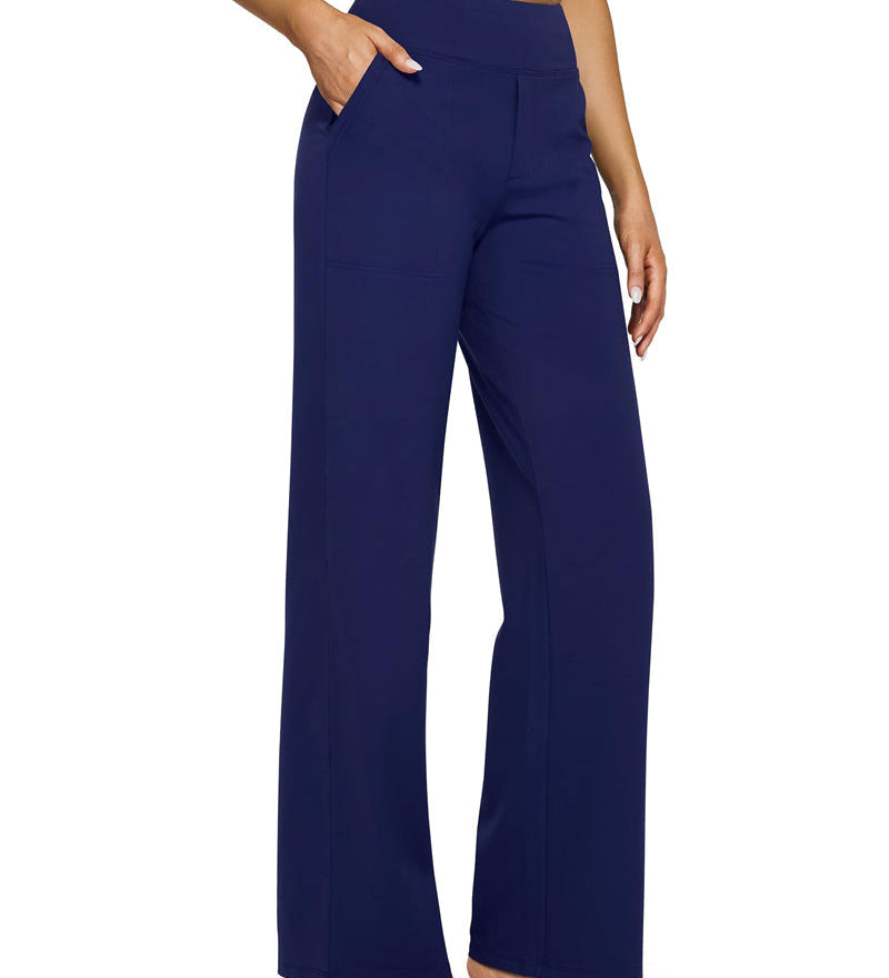 Pantalon Femme Taille Haute Extensible Décontracté Yoga Jambe Large