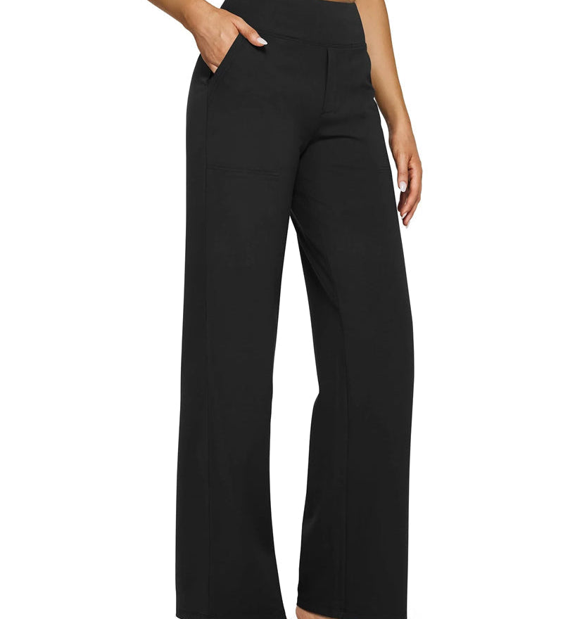Pantalon Femme Taille Haute Extensible Décontracté Yoga Jambe Large
