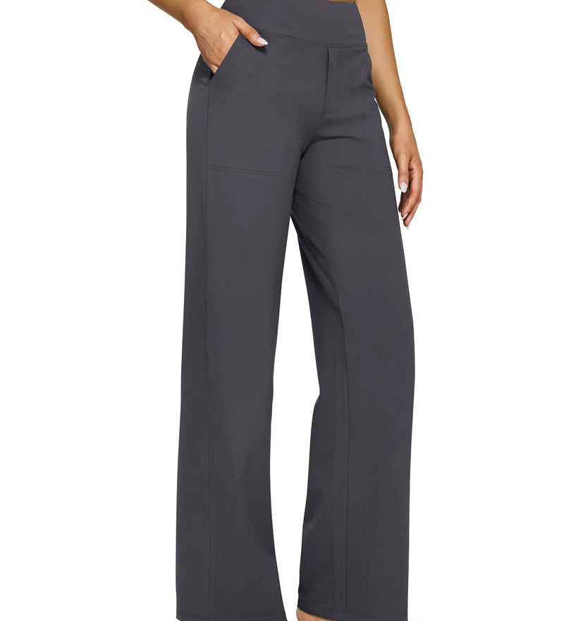 Pantalon Femme Taille Haute Extensible Décontracté Yoga Jambe Large
