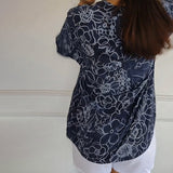 Blouse Col V Boutonnée Imprimée