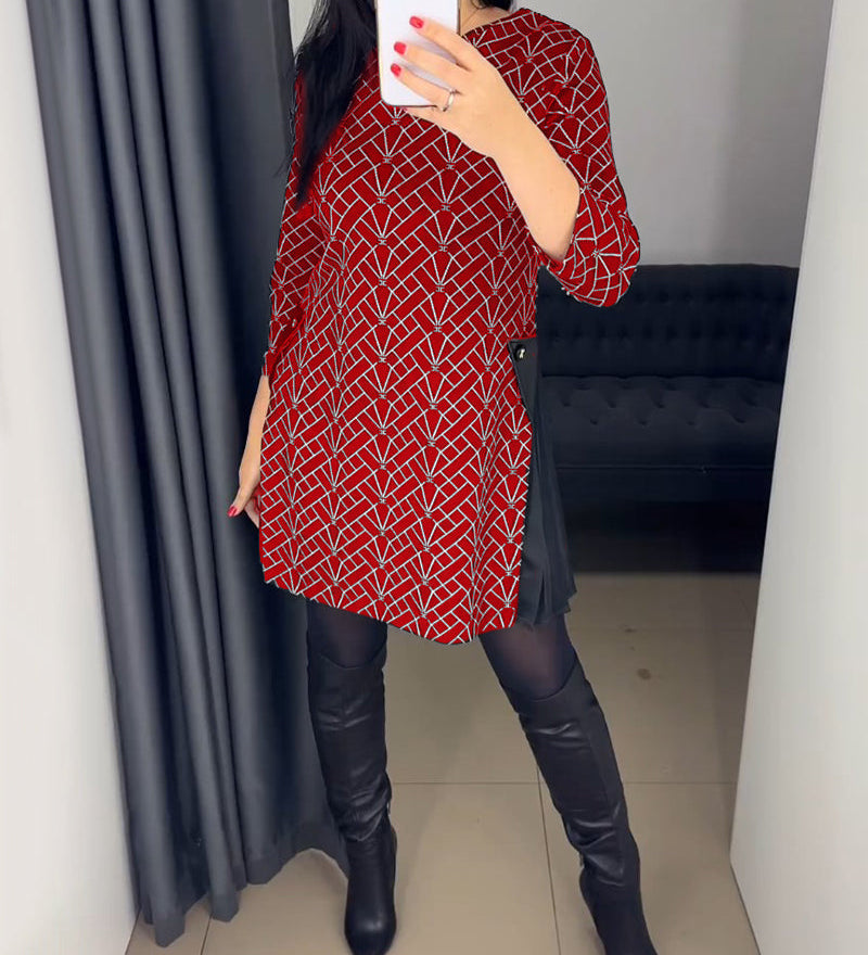 Robe imprimée ligne col rond