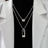 Collier double long en acier titane