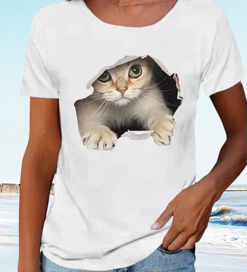 T-shirt avec imprimé chat