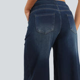 Denim Haute Taille Lavé Loose Baggy Décontracté