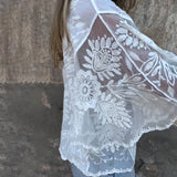 Blouse Manches Papillon Col Rond Brodé