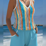 Tankini Maillot De Bain Col V Imprimé