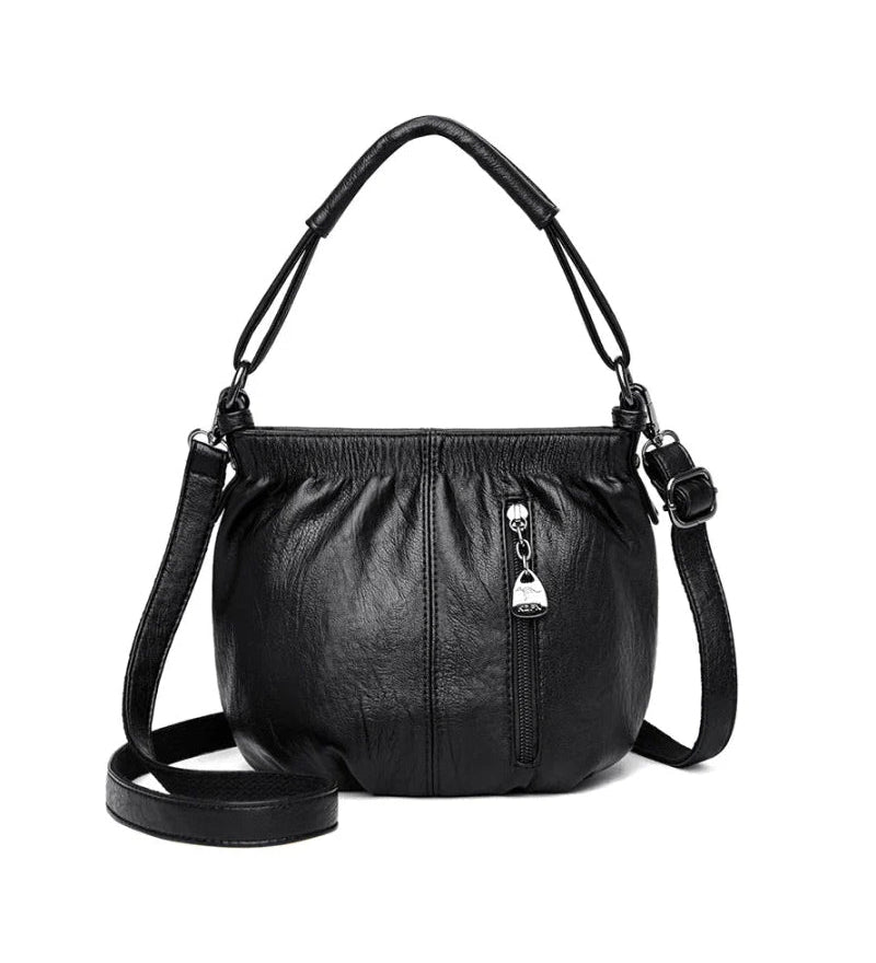 Sac À Main Décontracté Plissé Seau Cuir Souple