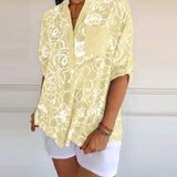 Blouse Col V Boutonnée Imprimée