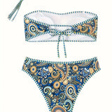 Maillot de bain Deux Pièces Imprimé Style Ethnique