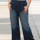 Denim Haute Taille Lavé Loose Baggy Décontracté