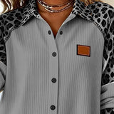 Chemise Col Revers Boutonnée Imprimé Léopard