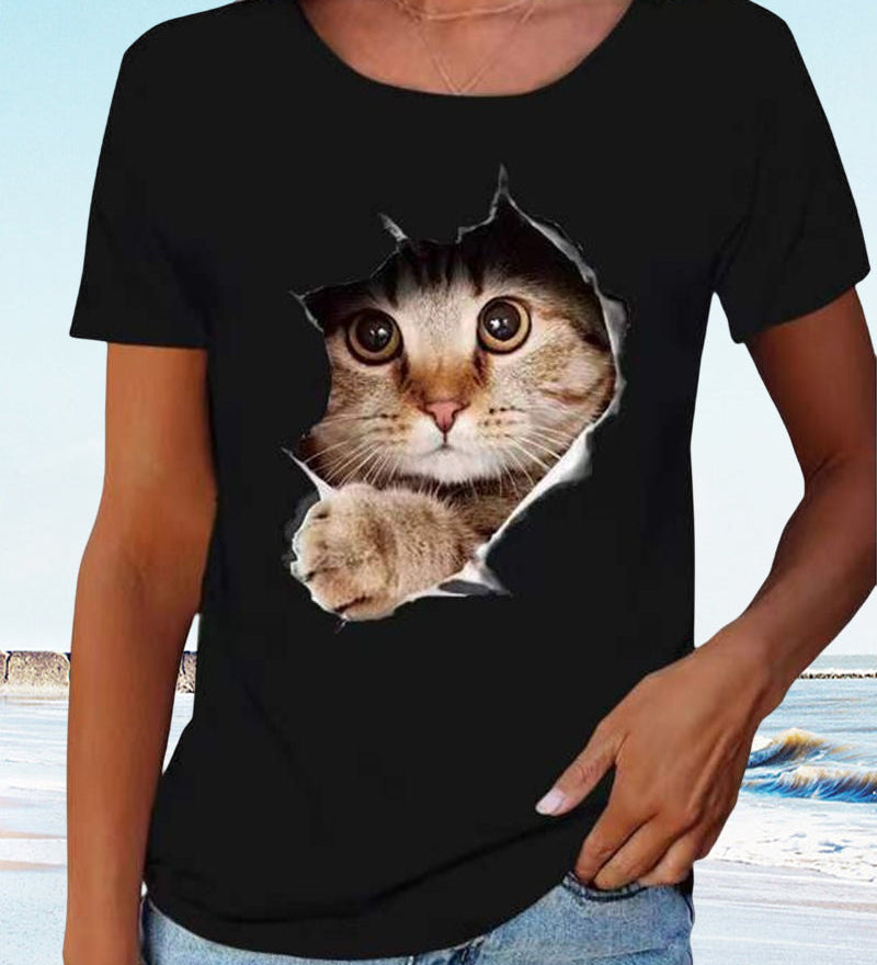 T-shirt avec imprimé chat