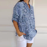 Blouse Col V Boutonnée Imprimée