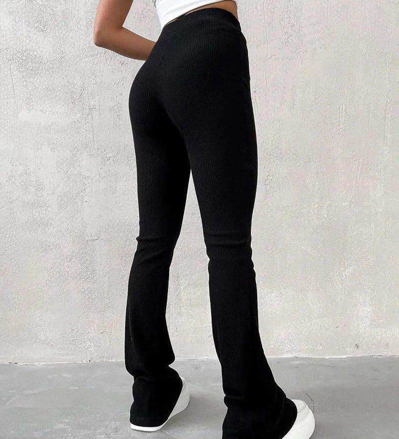 Pantalon slim micro-évasé uni
