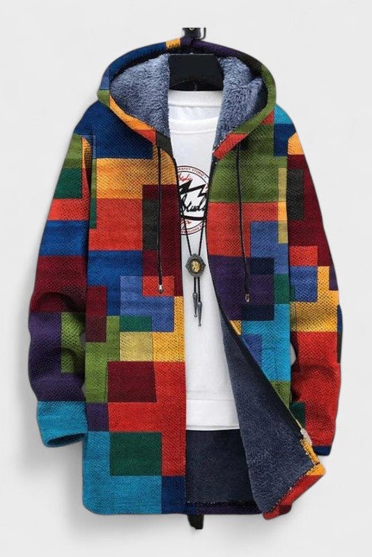 Gilet long à capuche doublé color block — Cécile, LucieSaint-Tropez