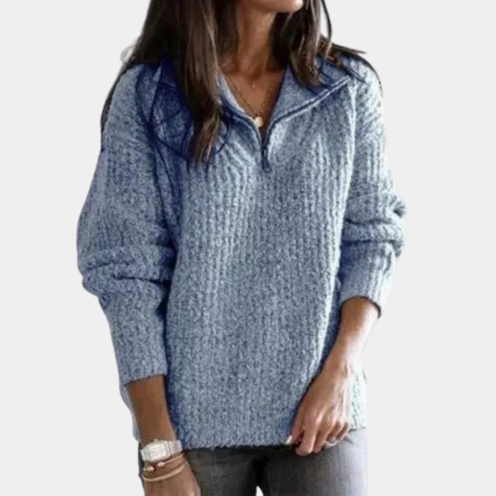 Azmira | Pull d’été chic et confortable à demi-zip pour femme