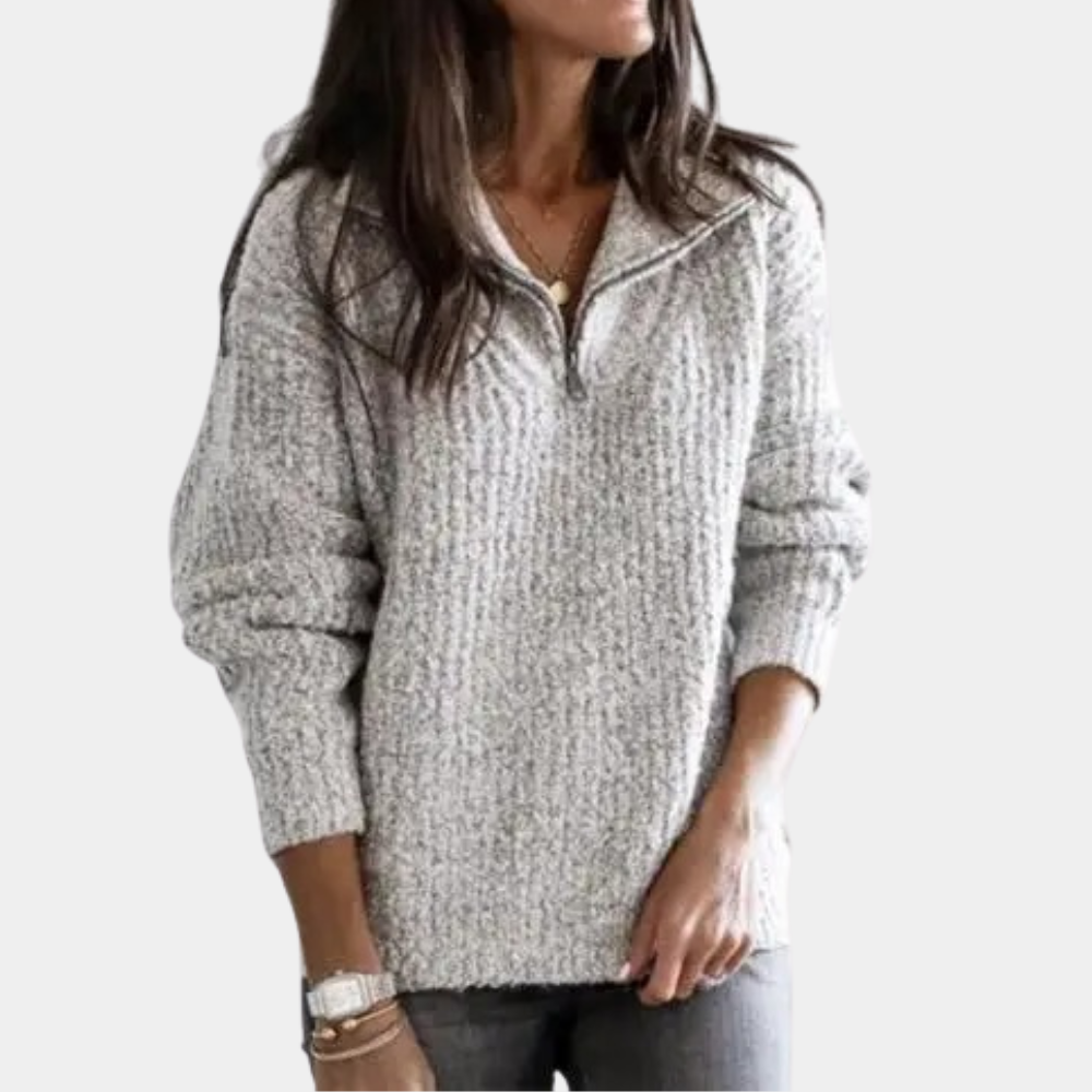 Azmira | Pull d’été chic et confortable à demi-zip pour femme