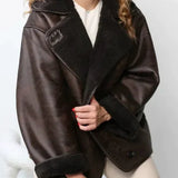 Fransesca | Veste en simili cuir vintage pour femmes