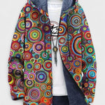 Gilet long à capuche doublé cercles multicolores — Cassandre, LucieSaint-Tropez