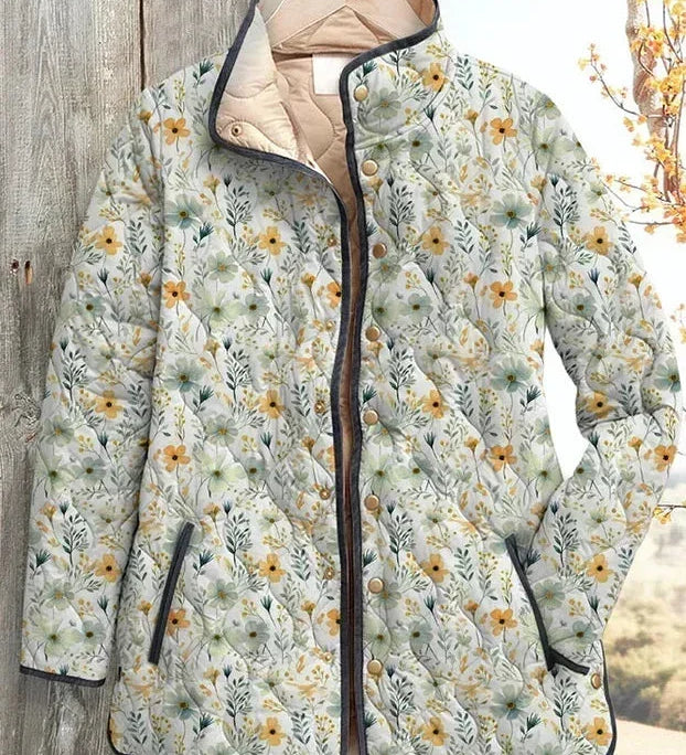 Veste matelassée crème à fleurettes — Iris, LucieSaint-Tropez (vue 2)