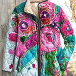 Veste matelassée à roses fuchsia et turquoise — Flore, LucieSaint-Tropez (vue 2)
