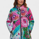 Veste matelassée à roses fuchsia et turquoise — Flore, LucieSaint-Tropez