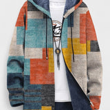 Gilet long à capuche doublé patchwork color block — Bérangère, LucieSaint-Tropez
