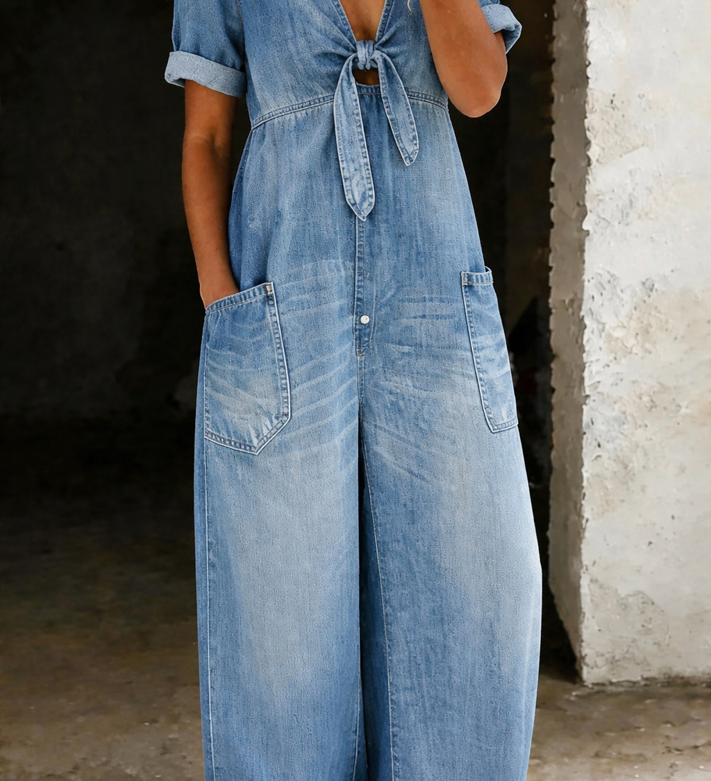 Garance | Combinaison denim col V