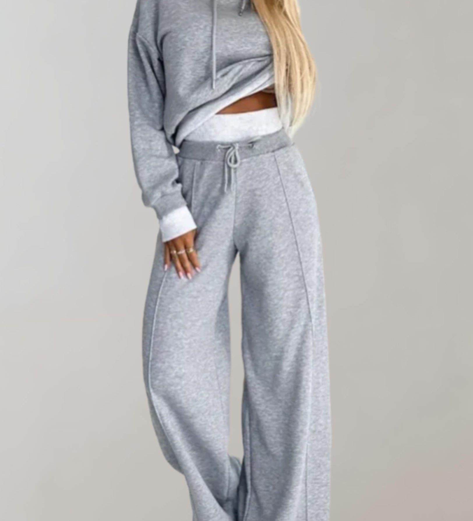 Nina – Survêtement hoodie 2 pièces avec pantalon large femme