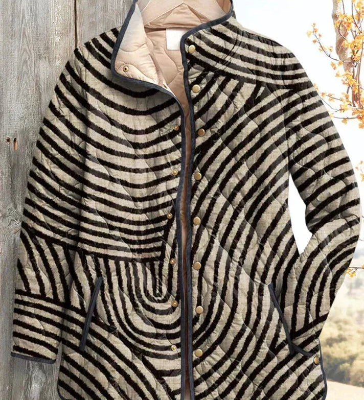 Veste matelassée à rayures zébrées noir et beige — Ambre, LucieSaint-Tropez (vue 2)