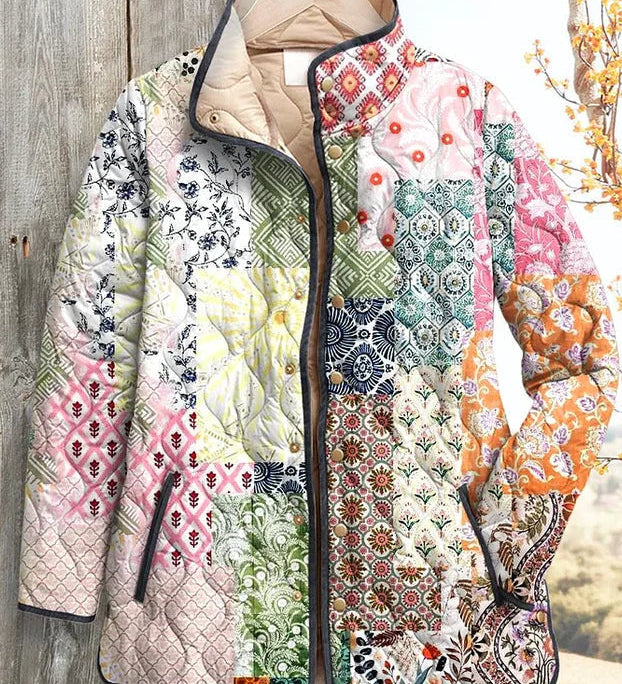 Veste matelassée patchwork rose et bleu — Célestine, LucieSaint-Tropez (vue 2)