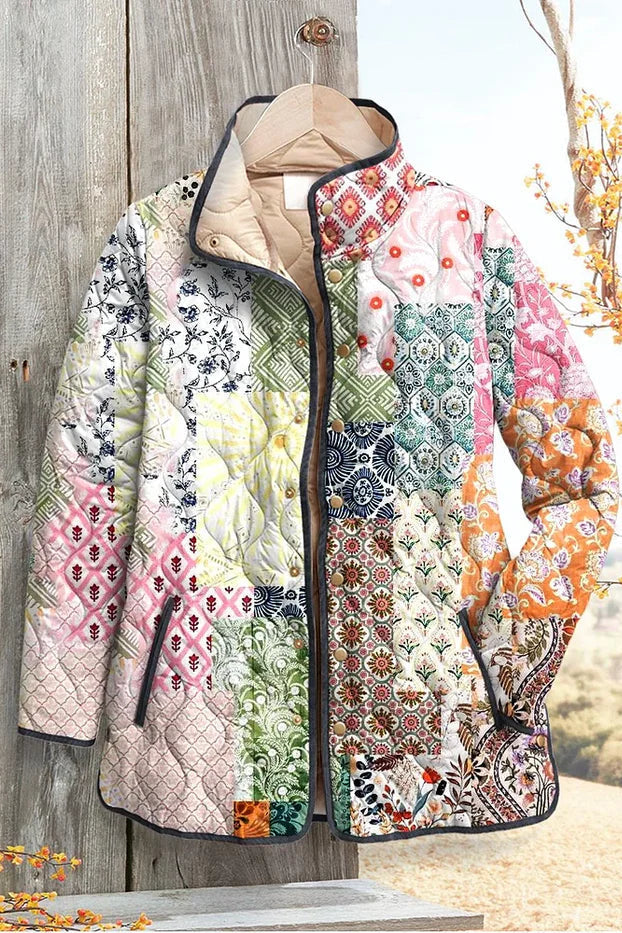 Veste matelassée patchwork rose et bleu — Célestine, LucieSaint-Tropez (vue 2)